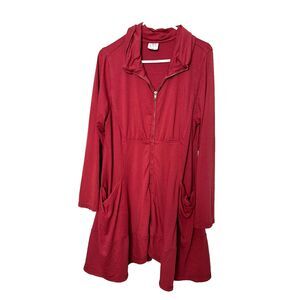 CMC Color Me Cotton Long Plus Size 2X Red Jacket Zip Sweatshirt Long Womens